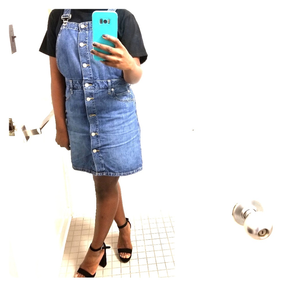 blue denim overall dress